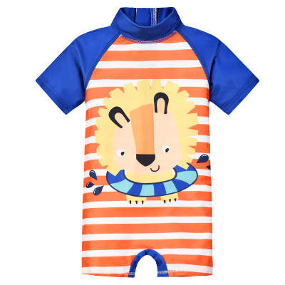 1 x Baby Boys One-Piece Swimsuit with Lion Animal Pattern