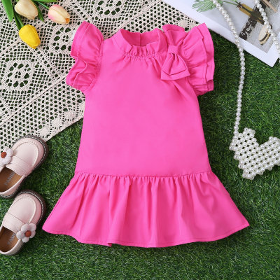 1 Baby Sommerkleid mit rosaroter Schleife