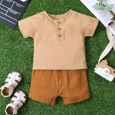 2-piece summer baby boy suit with short sleeves and shorts