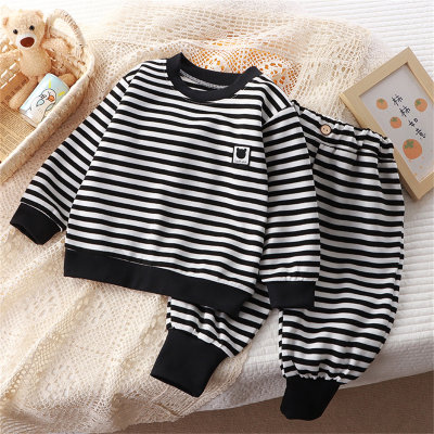 2-piece Toddler Boy Striped Thick Top & Matching Pants