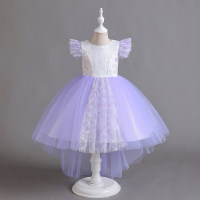 Toddler Girl Color Mesh Patchwork Sleeveless Dress  Purple